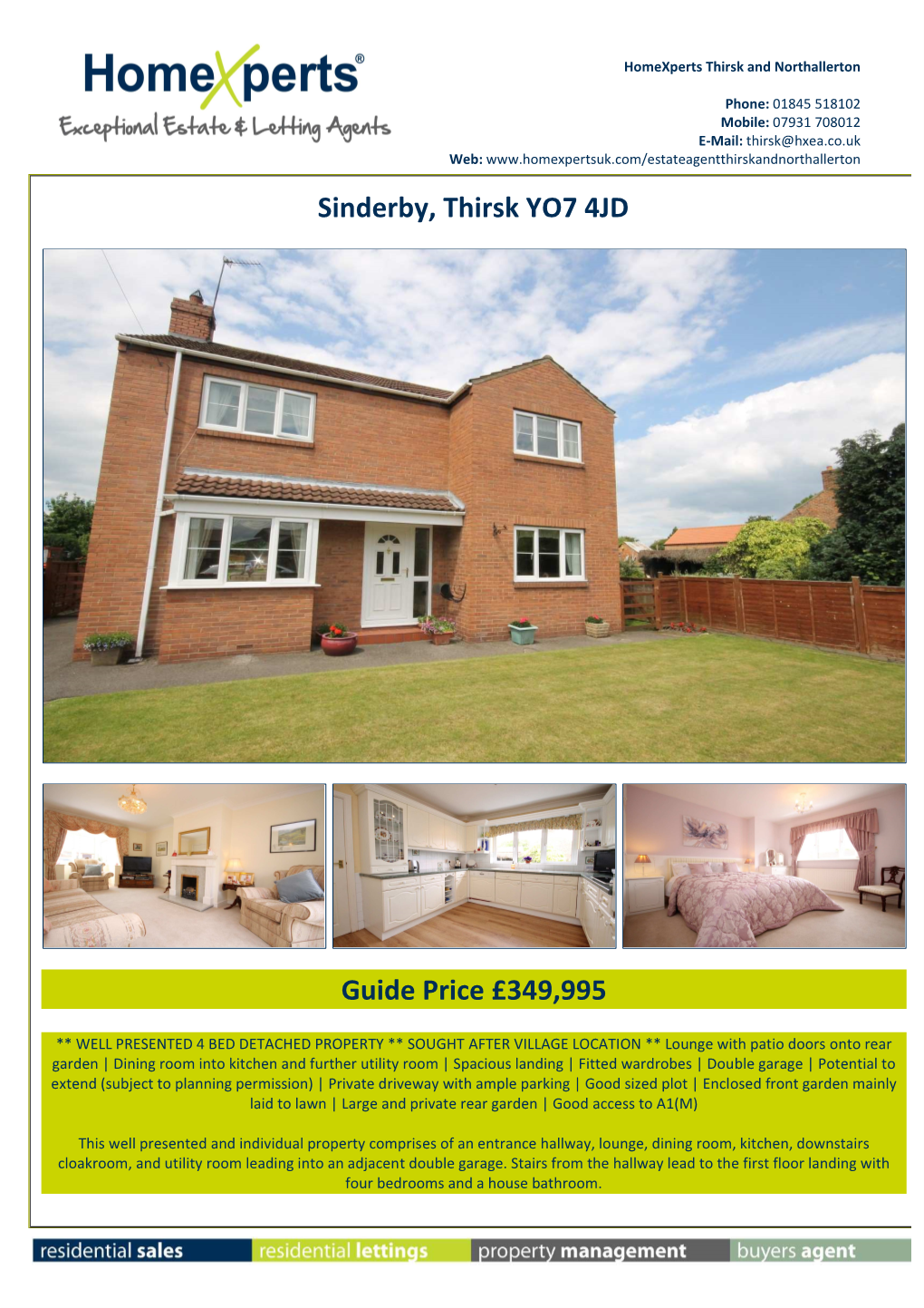 Sinderby, Thirsk YO7 4JD Guide Price £349,995