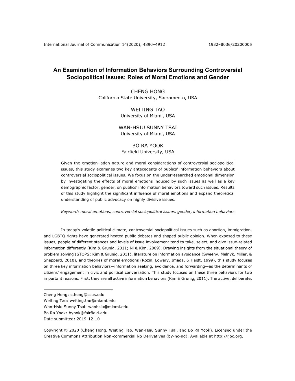 Roles of Moral Emotions and Gender