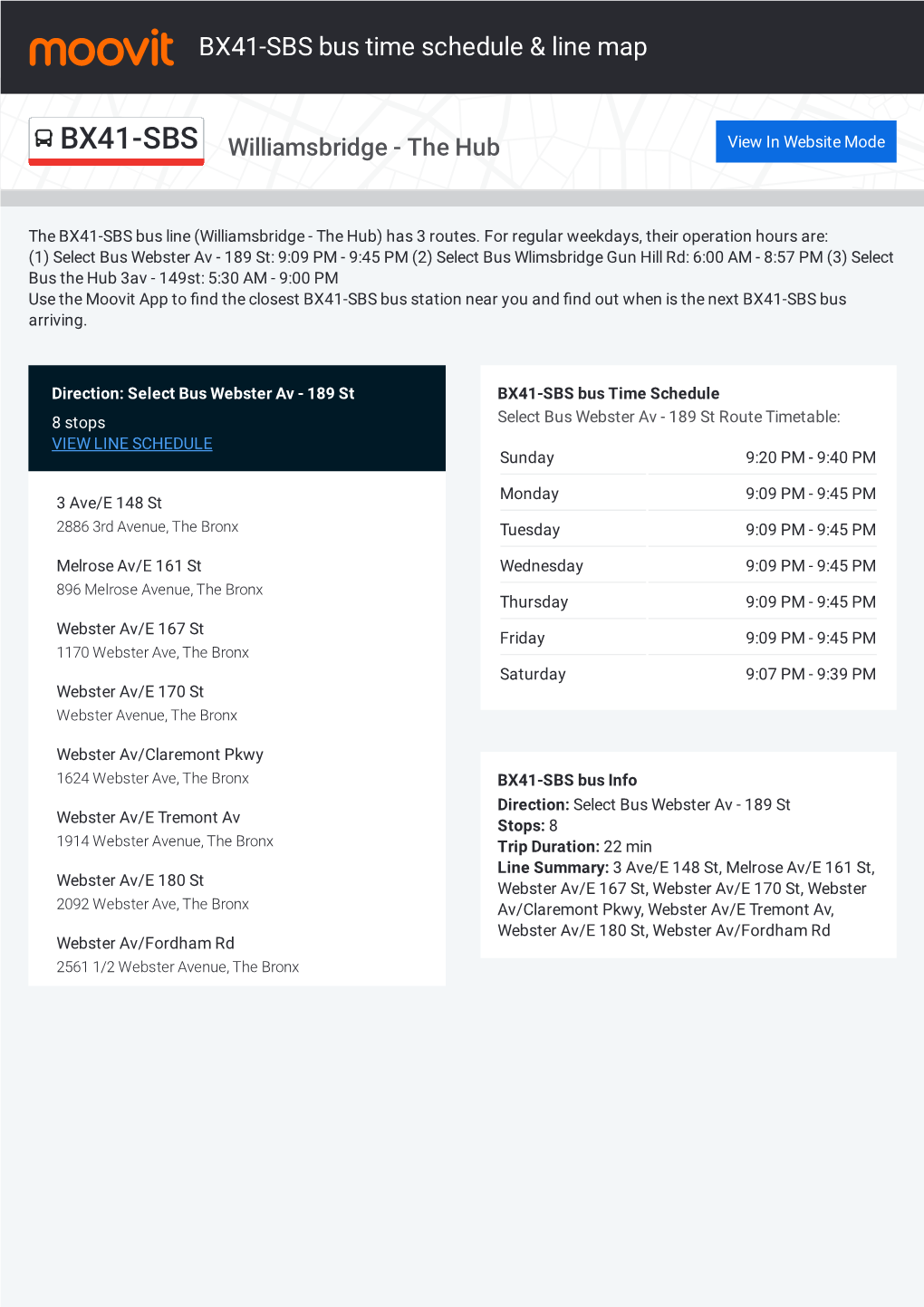 BX41-SBS Bus Time Schedule & Line Route