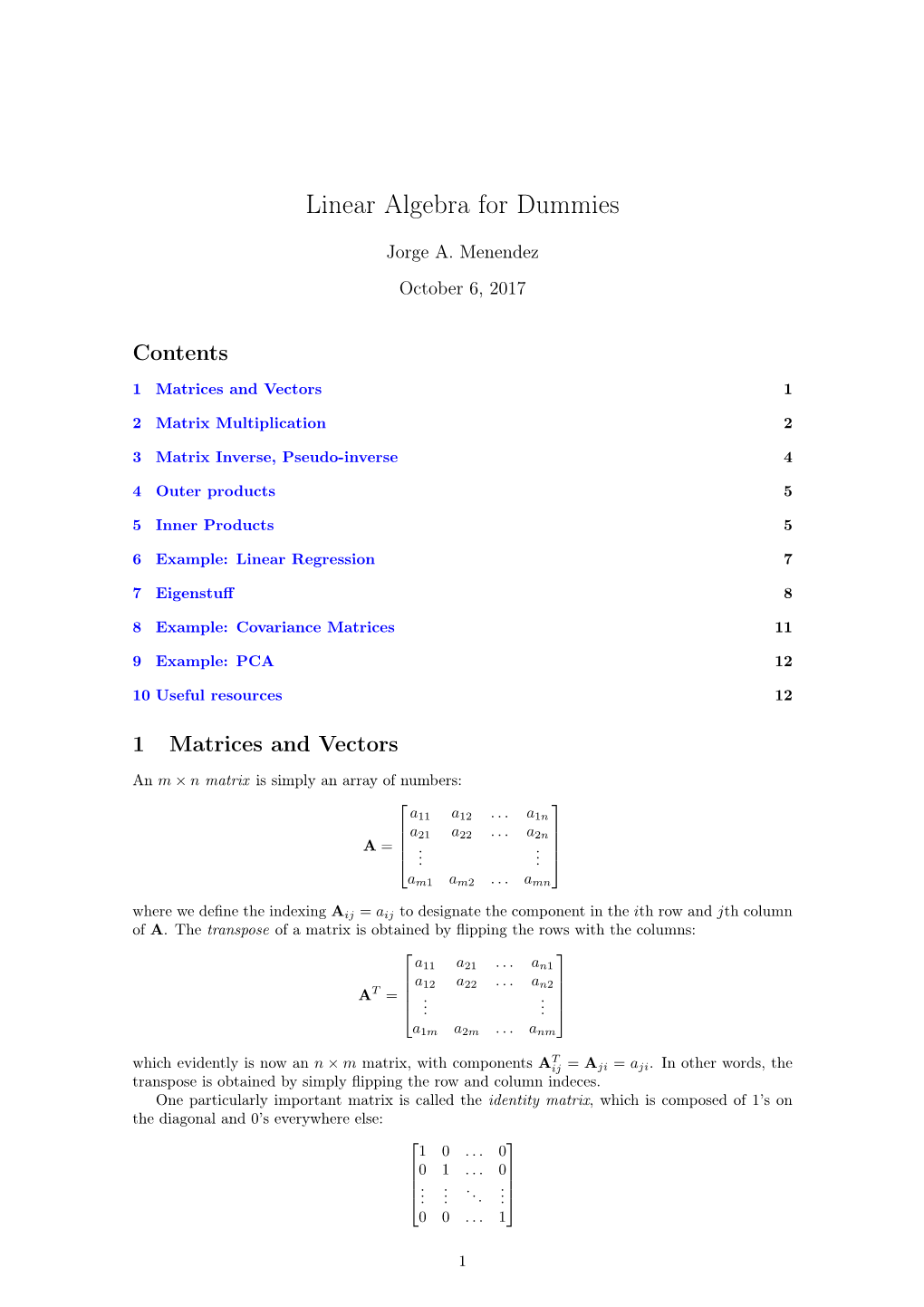 Linear Algebra for Dummies