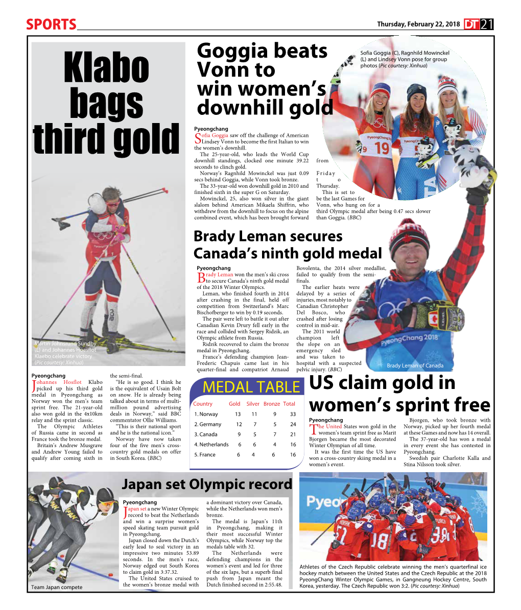 Klabo Bags Third Gold