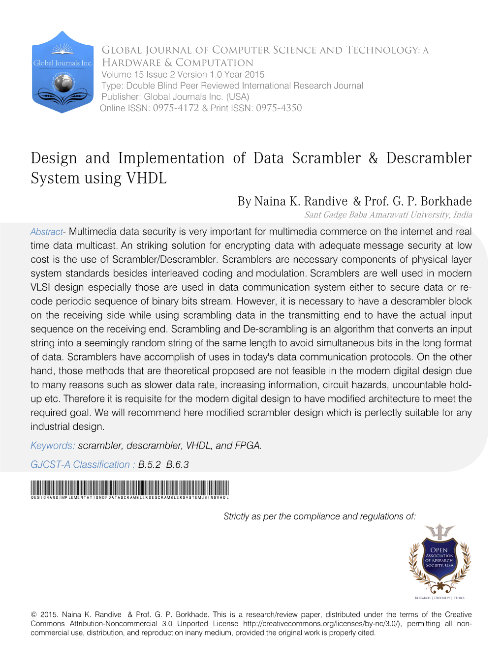 Design and Implementation of Data Scrambler & Descrambler System