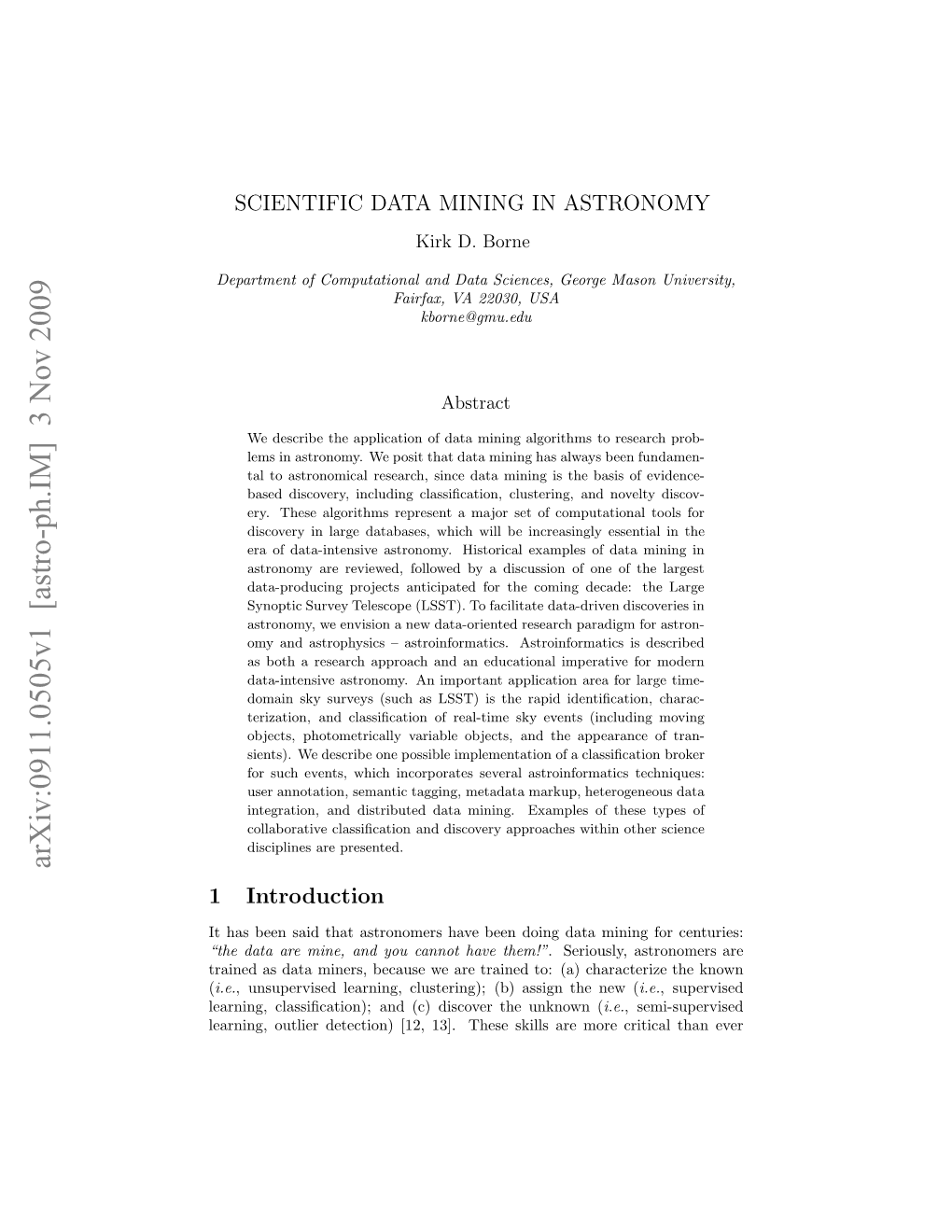 Scientific Data Mining in Astronomy