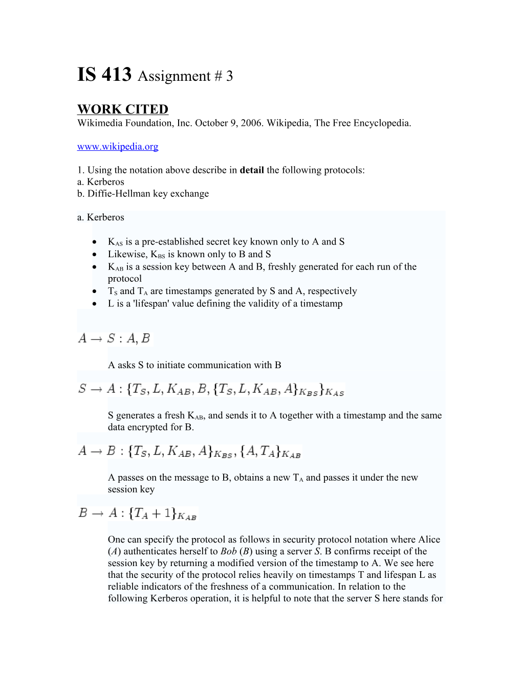 1. Using the Notation Above Describe in Detail the Following Protocols