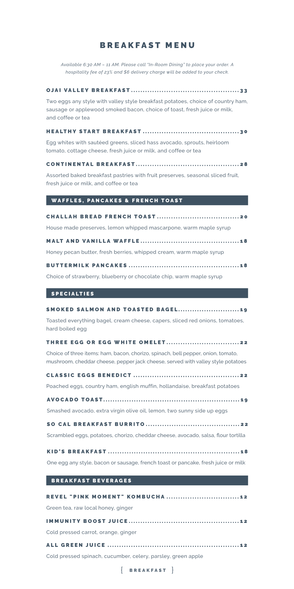 Breakfast Menu