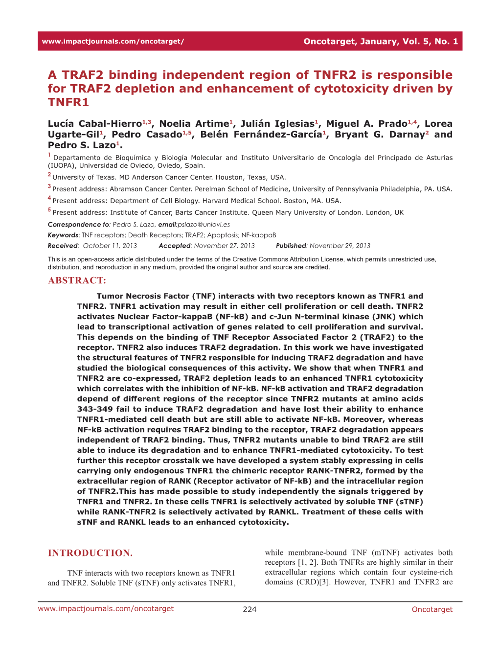 A TRAF2 Binding Independent Region of TNFR2 Is Responsible for TRAF2 Depletion and Enhancement of Cytotoxicity Driven by TNFR1