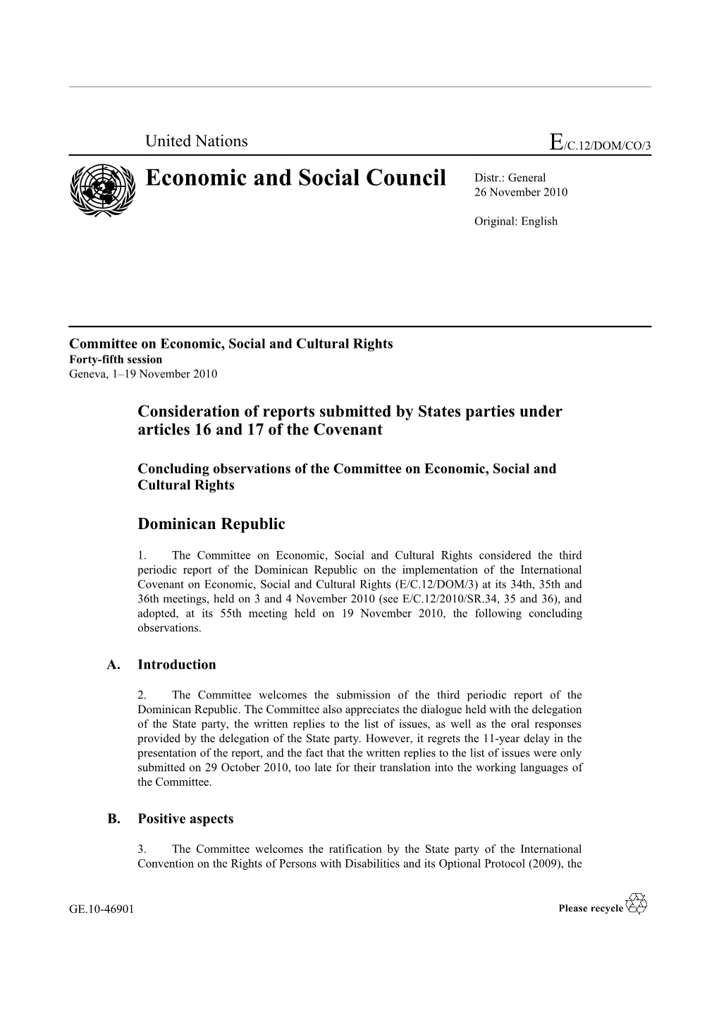 Committee on Economic, Social and Cultural Rights s1