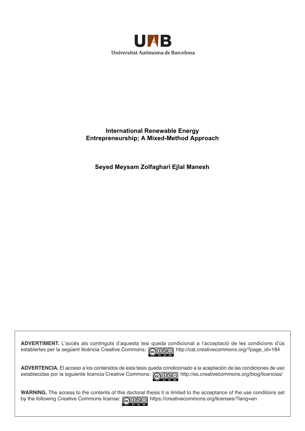 International Renewable Energy Entrepreneurship; a Mixed-Method