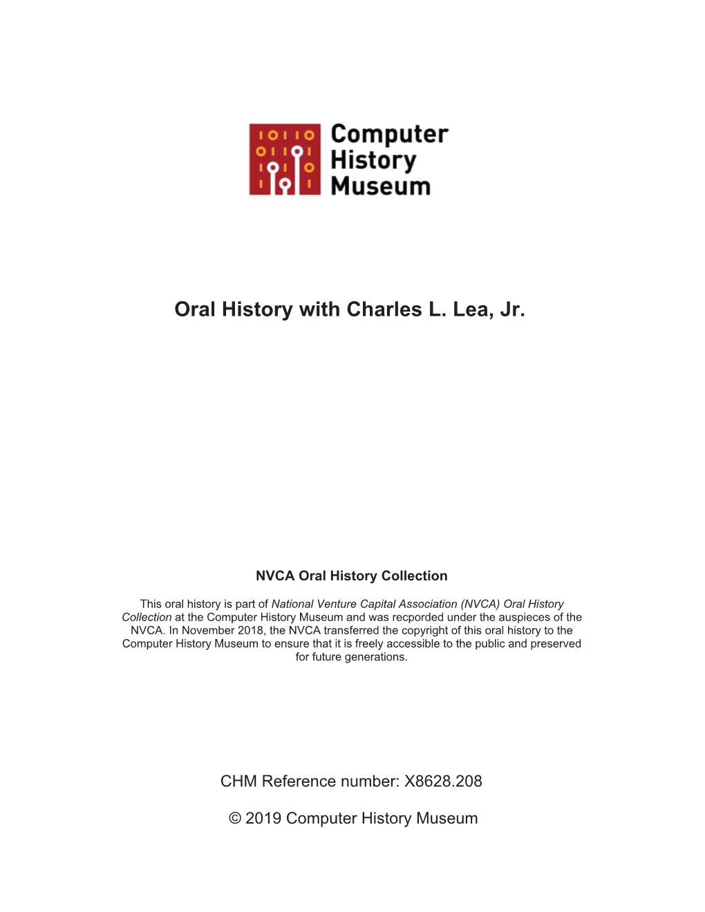 Oral History with Charles L. Lea