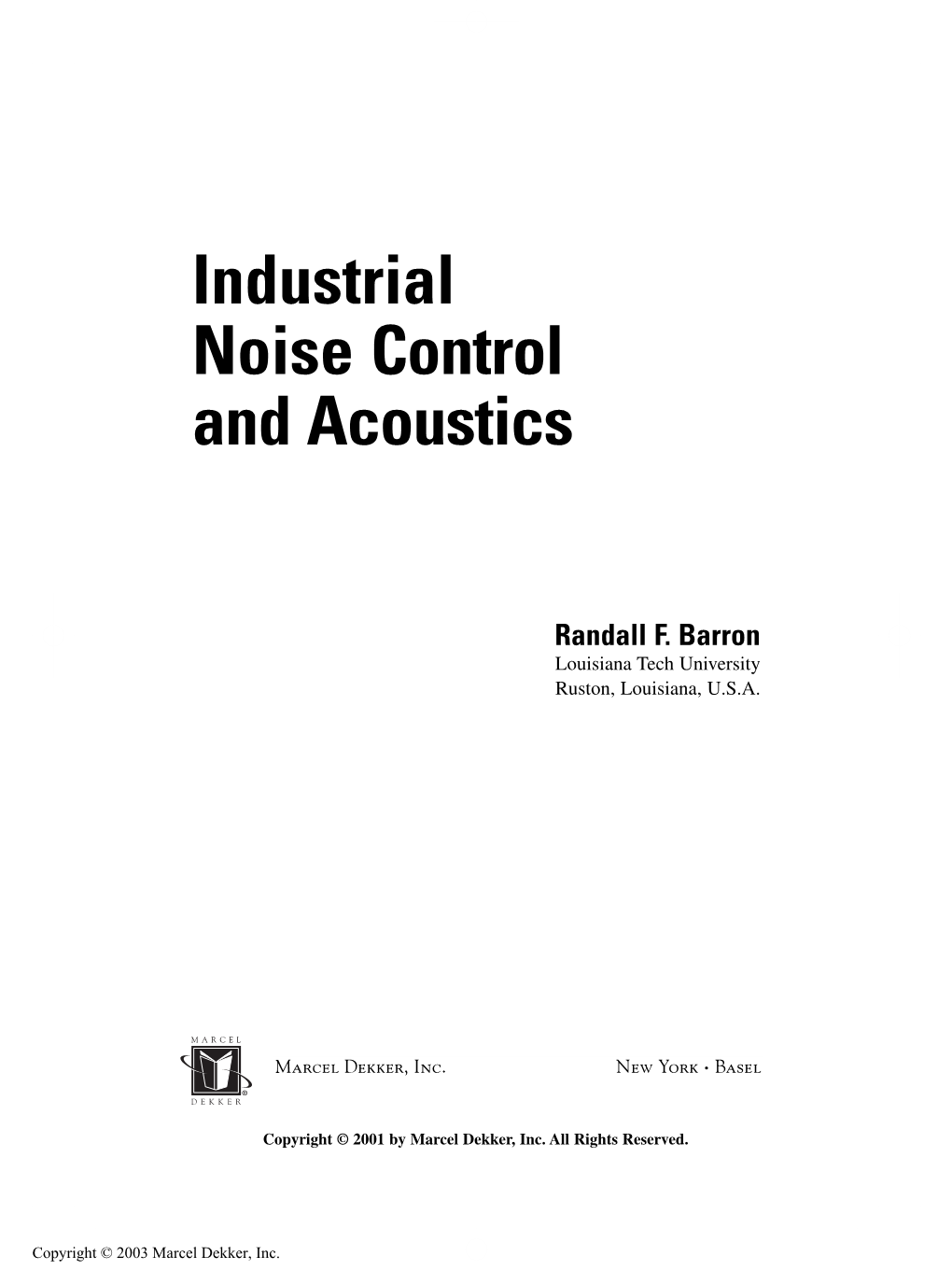 Industrial Noise Control and Acoustics