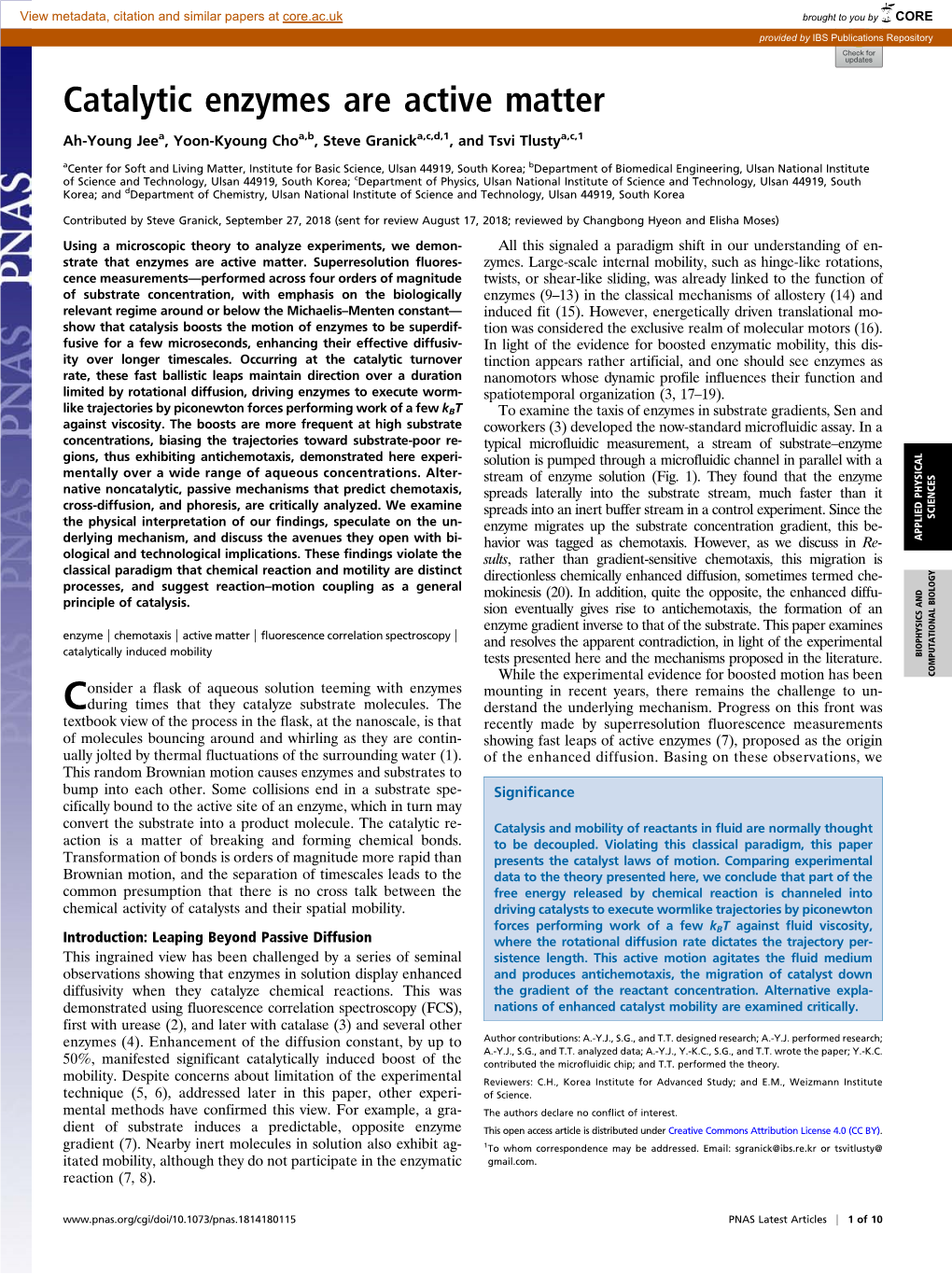 Catalytic Enzymes Are Active Matter