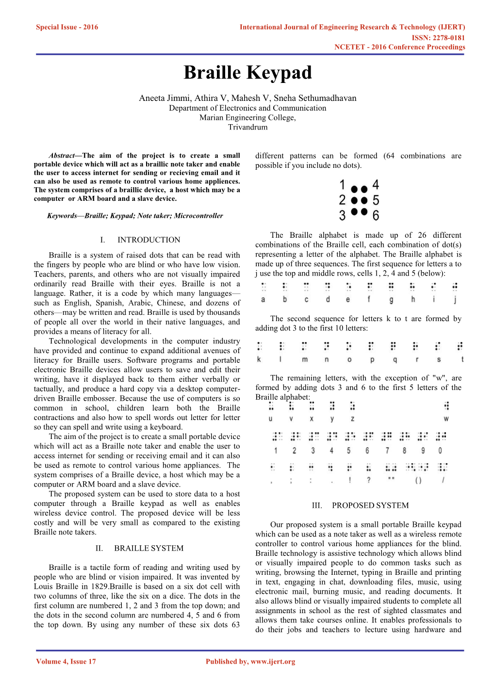 Braille Keypad