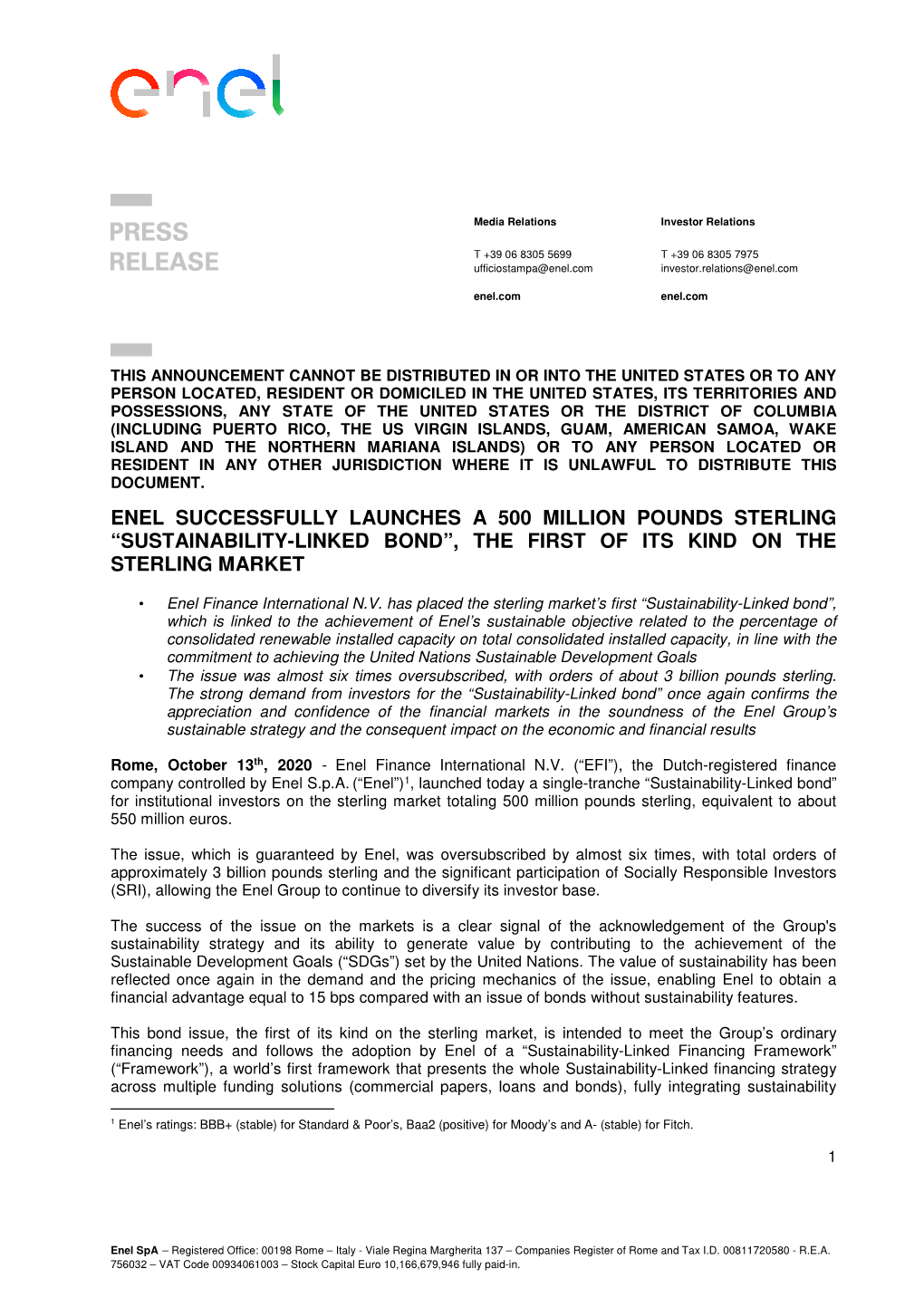 Sustainability-Linked Bond Sterling