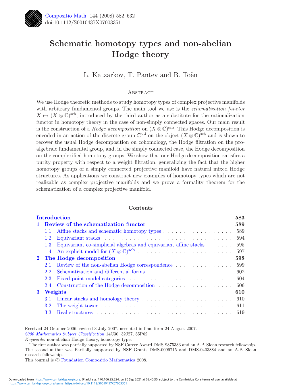 Schematic Homotopy Types and Non-Abelian Hodge Theory