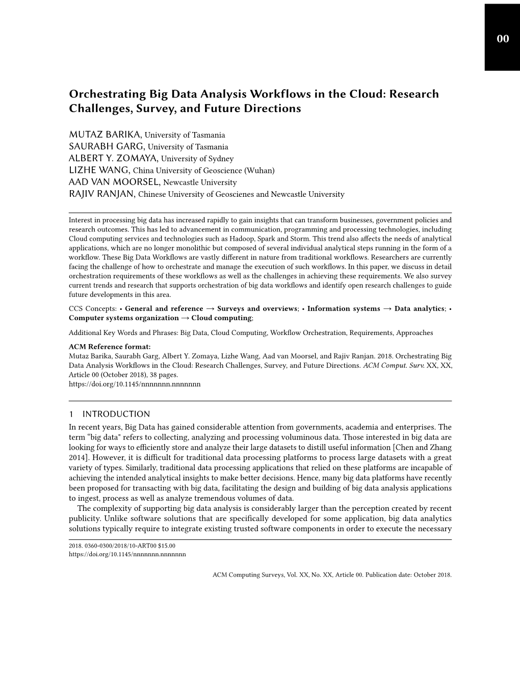 Orchestrating Big Data Analysis Workflows in the Cloud: Research Challenges, Survey, and Future Directions
