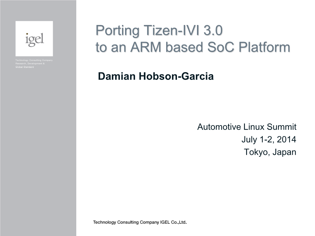 Porting Tizen-IVI 3.0 to an ARM Based Soc Platform