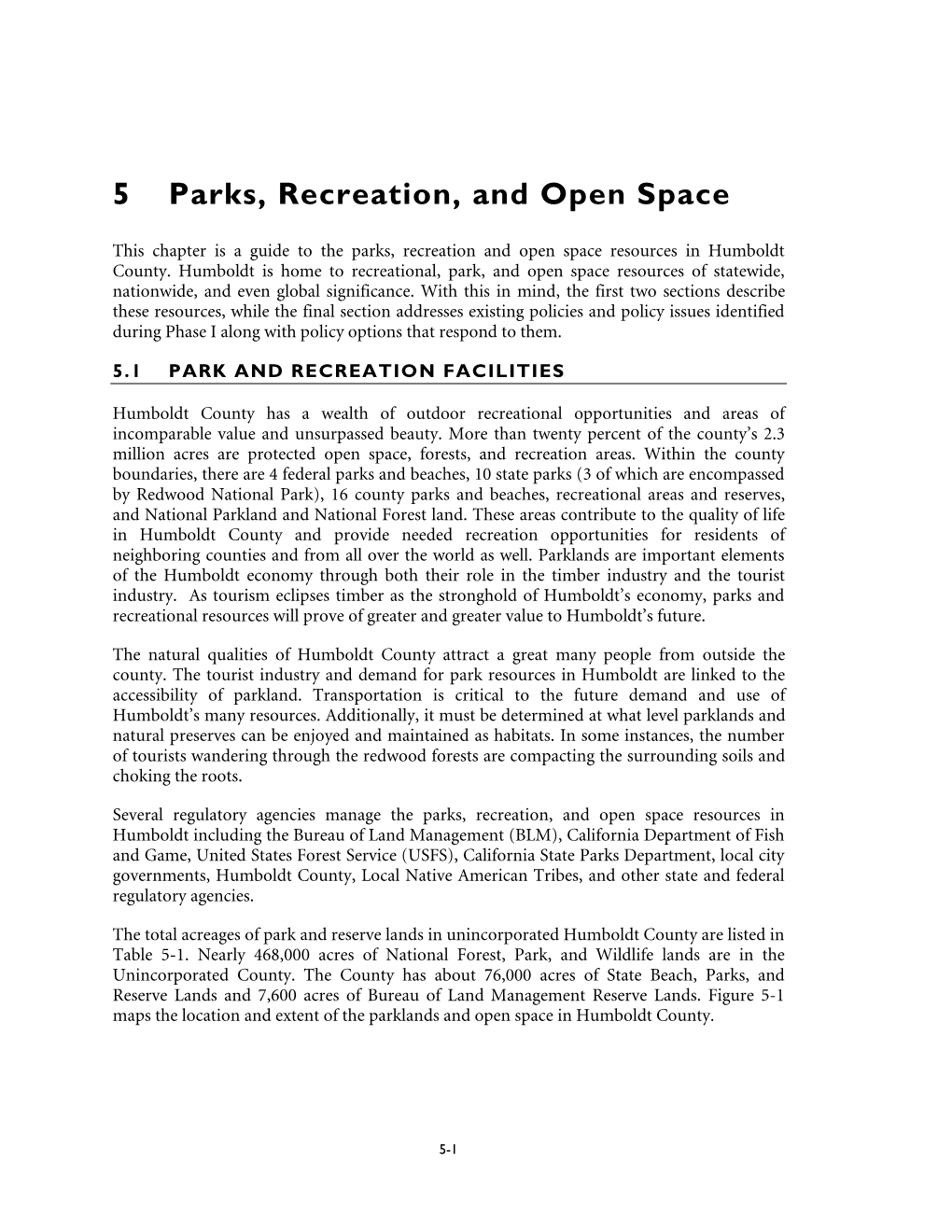 Chapter 5: Parks, Recreation, and Open Space