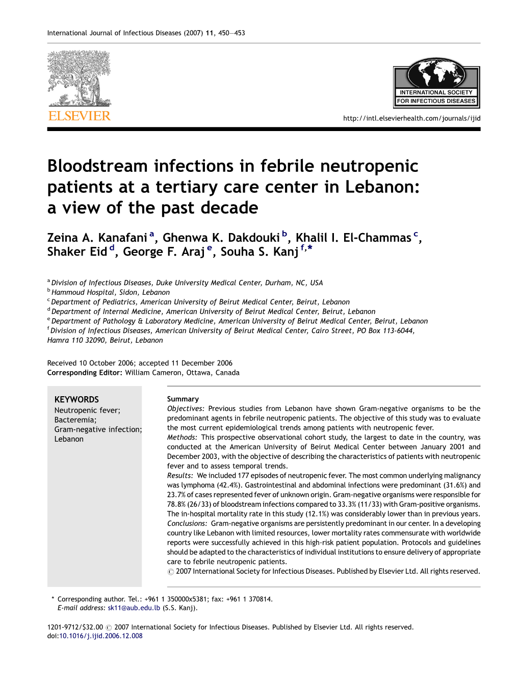 Bloodstream Infections in Febrile Neutropenic Patients at a Tertiary Care Center in Lebanon: a View of the Past Decade