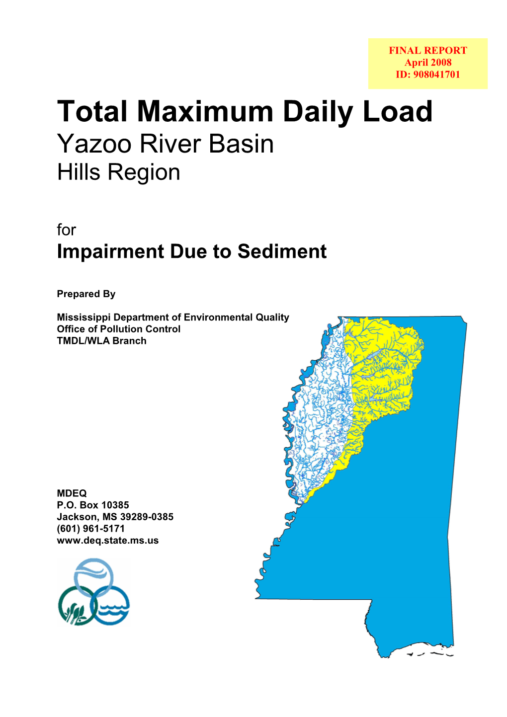 Total Maximum Daily Load Yazoo River Basin Hills Region