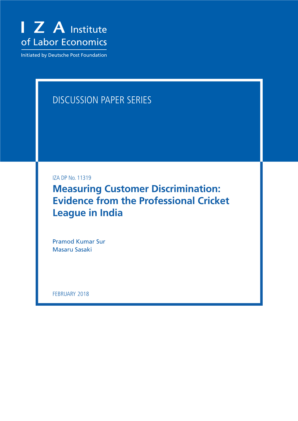 Measuring Customer Discrimination: Evidence from the Professional Cricket League in India