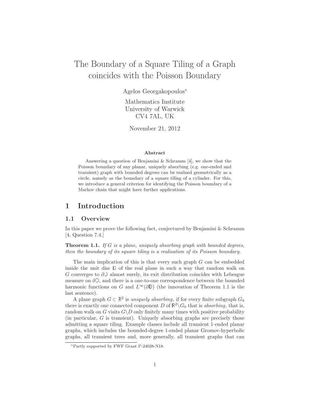 The Boundary of a Square Tiling of a Graph Coincides with the Poisson Boundary