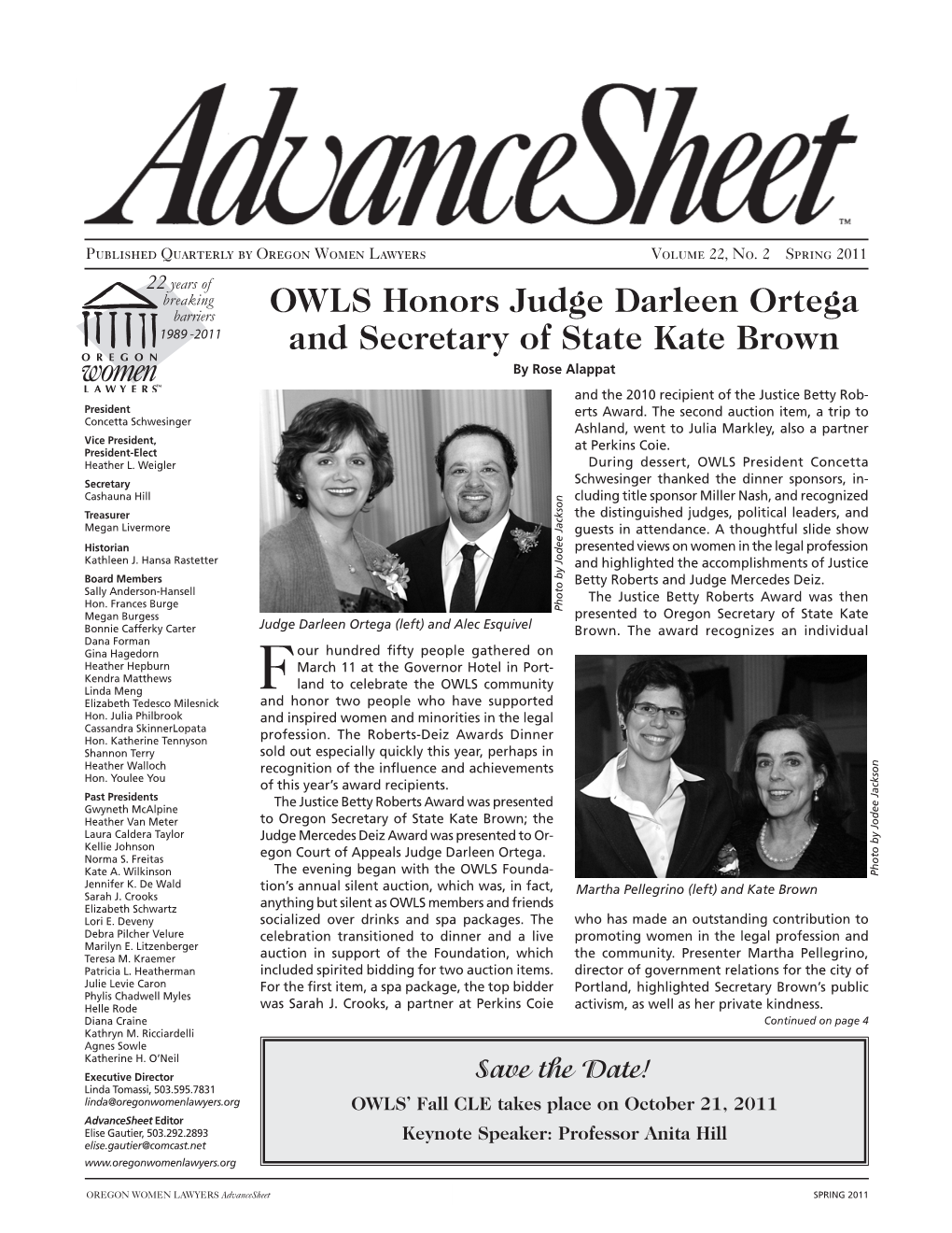 OWLS Honors Judge Darleen Ortega and Secretary of State Kate Brown