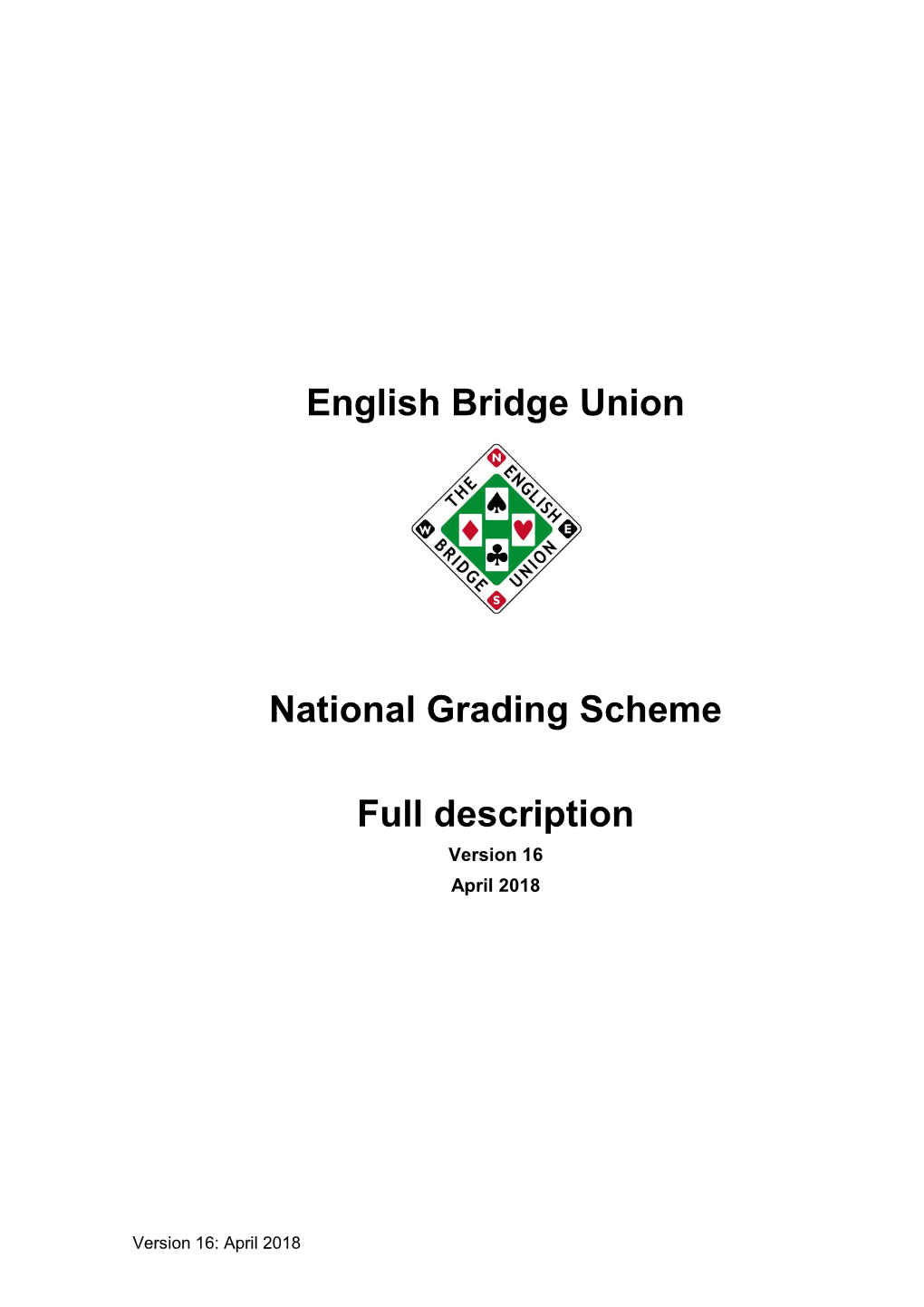 English Bridge Union National Grading Scheme Full Description