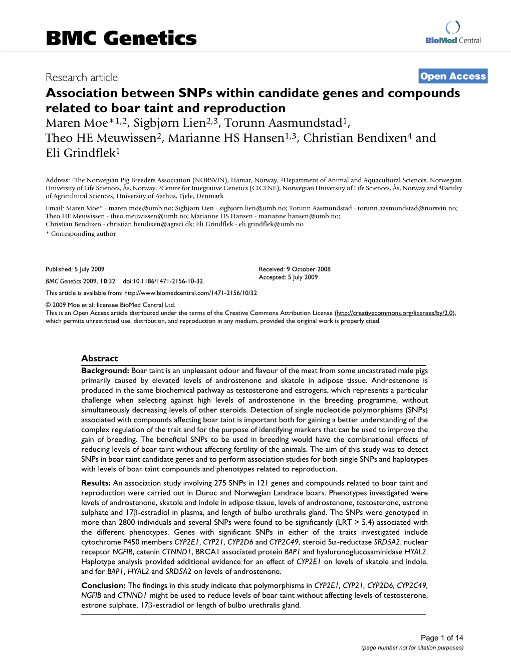 BMC Genetics Biomed Central