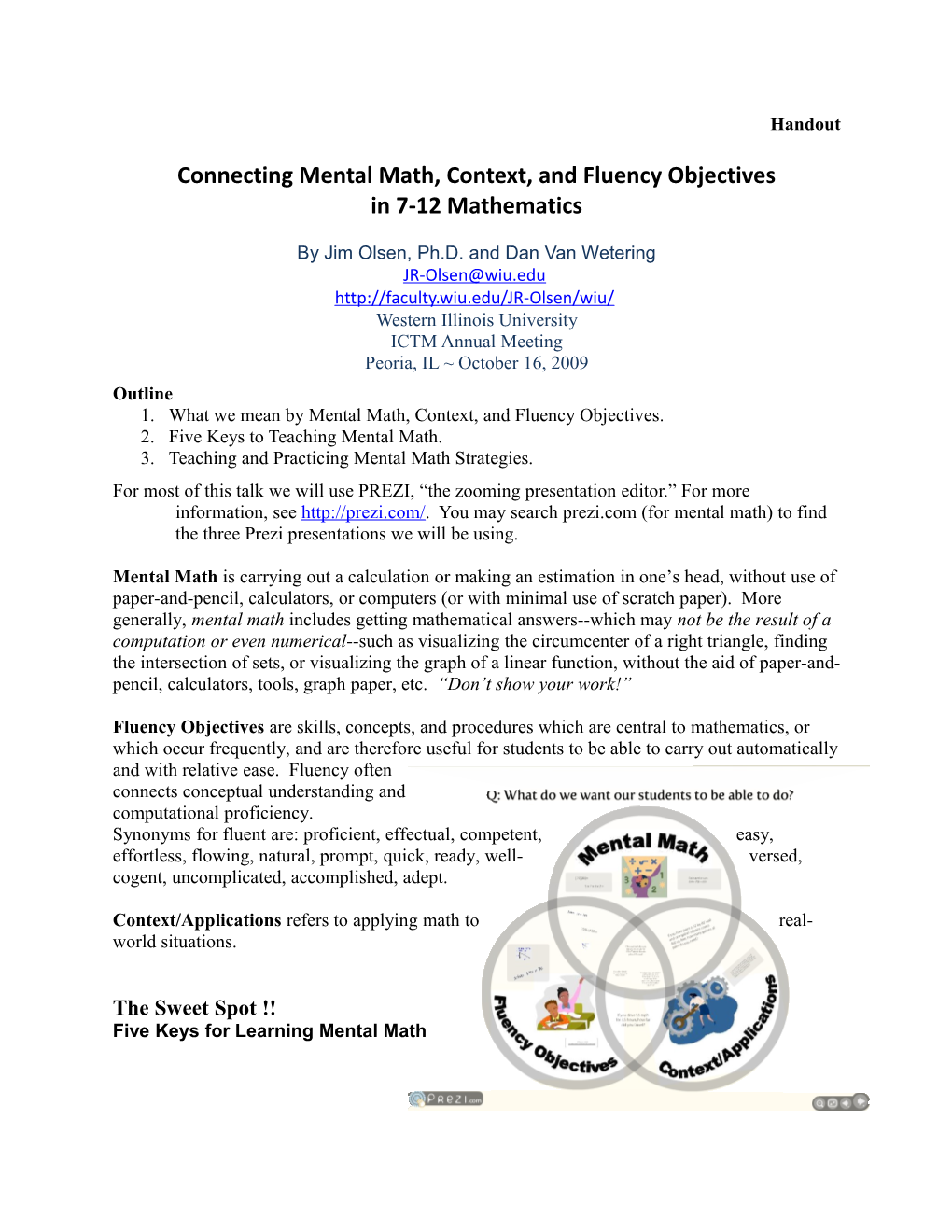 Connecting Mental Math, Context, and Fluency Objectives