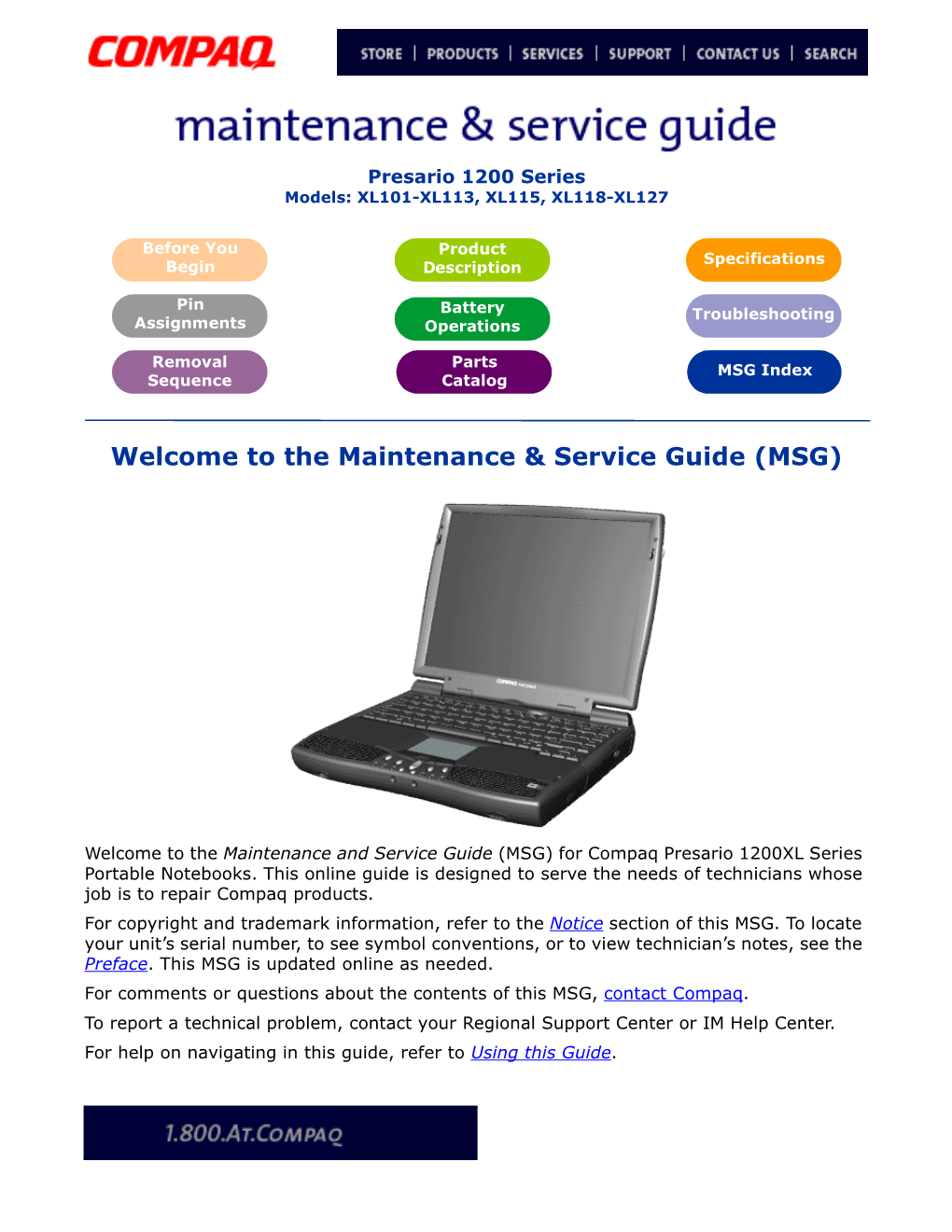 Compaq Presario 1200 Series Maintenance & Service Guide