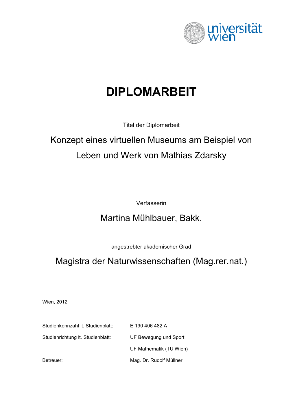 Diplomarbeit Zdarsky