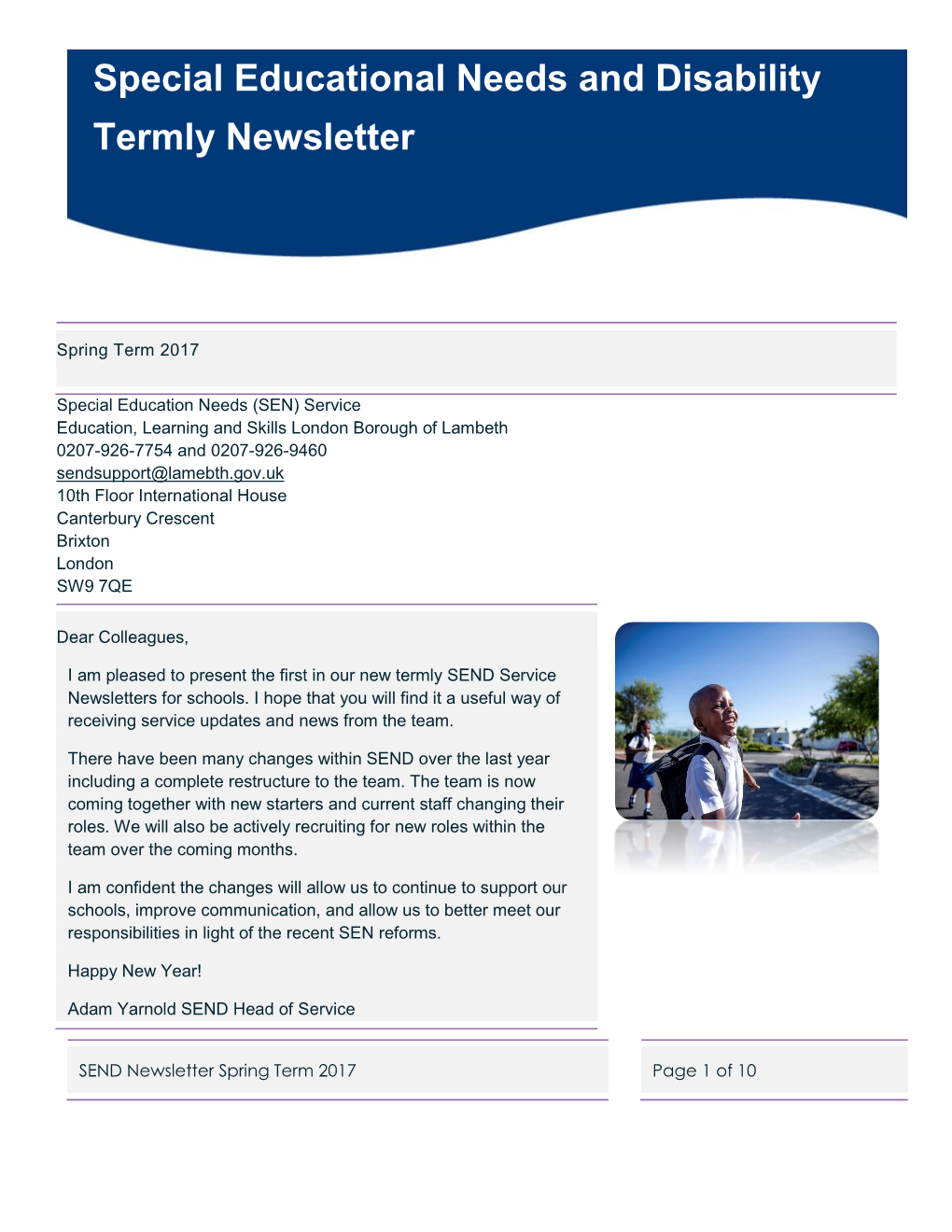 Special Educational Needs and Disability Termly Newsletter