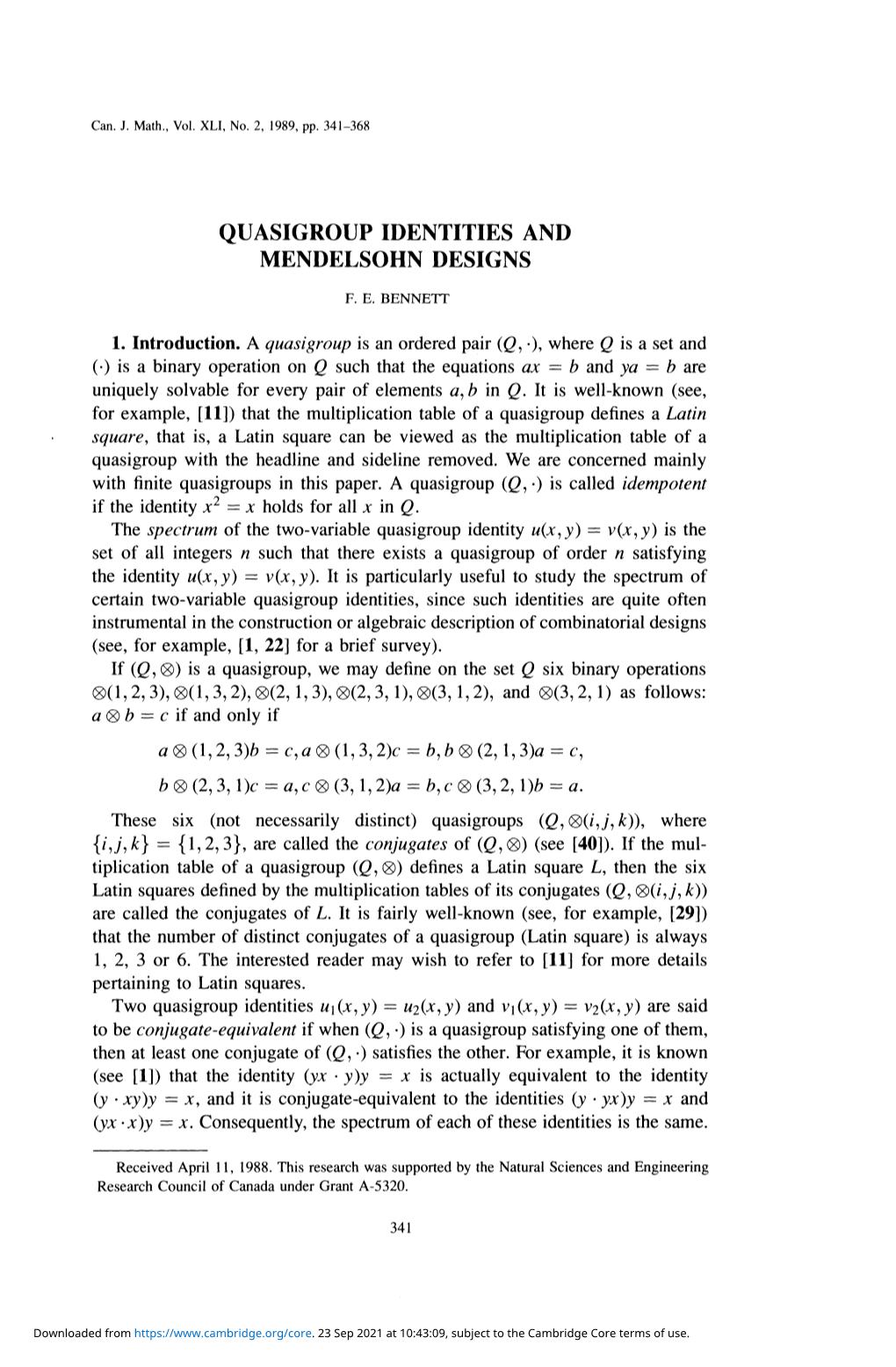 Quasigroup Identities and Mendelsohn Designs