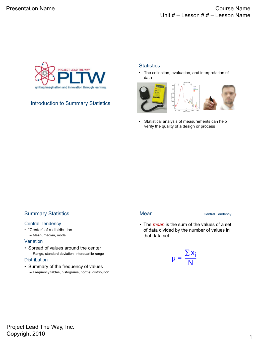 U3 Introduction to Summary Statistics