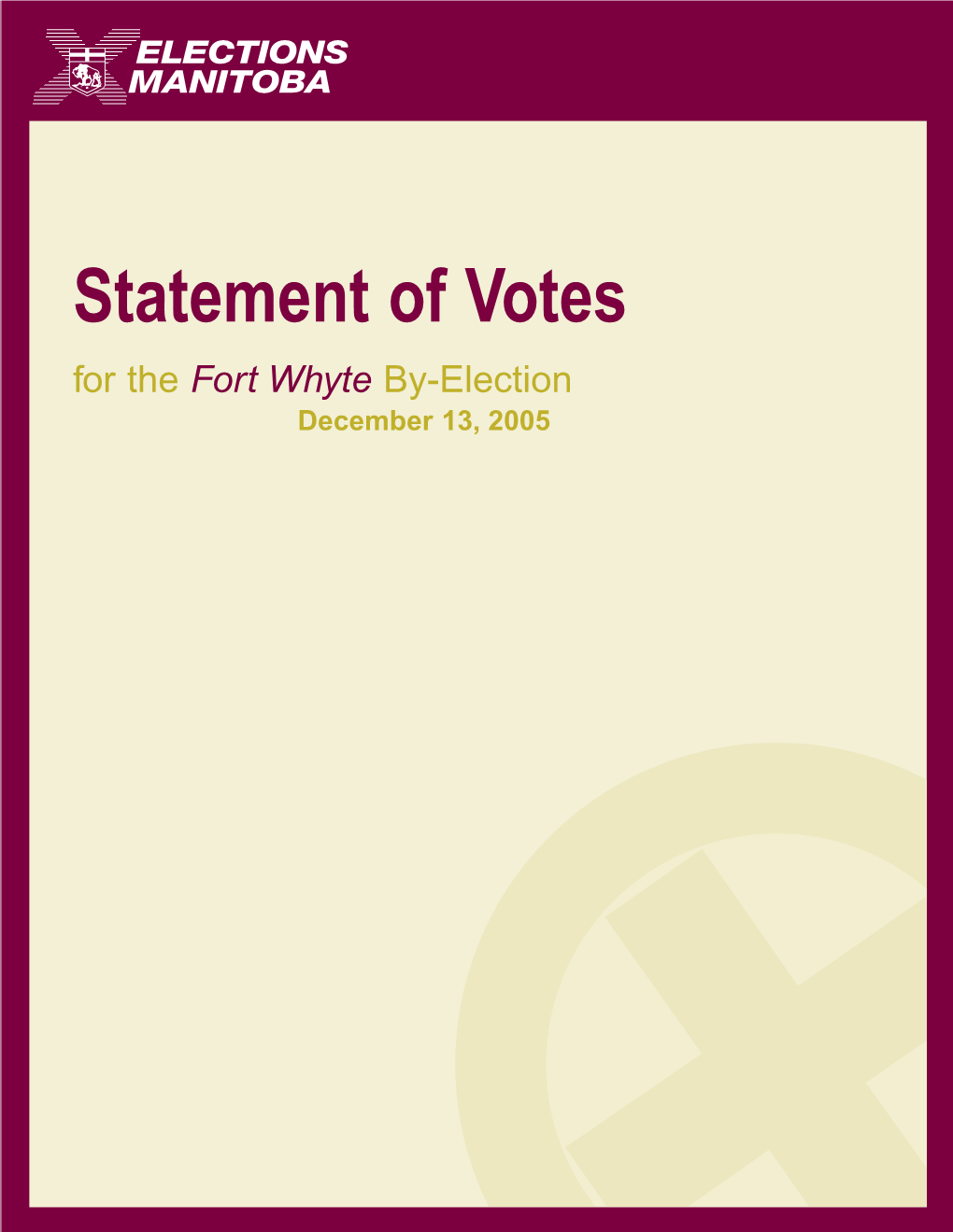 Statement of Votes Relevé Desdes