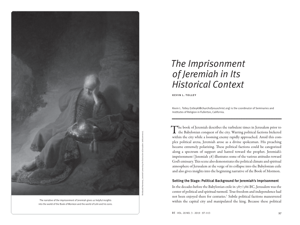 The Imprisonment of Jeremiah in Its Historical Context