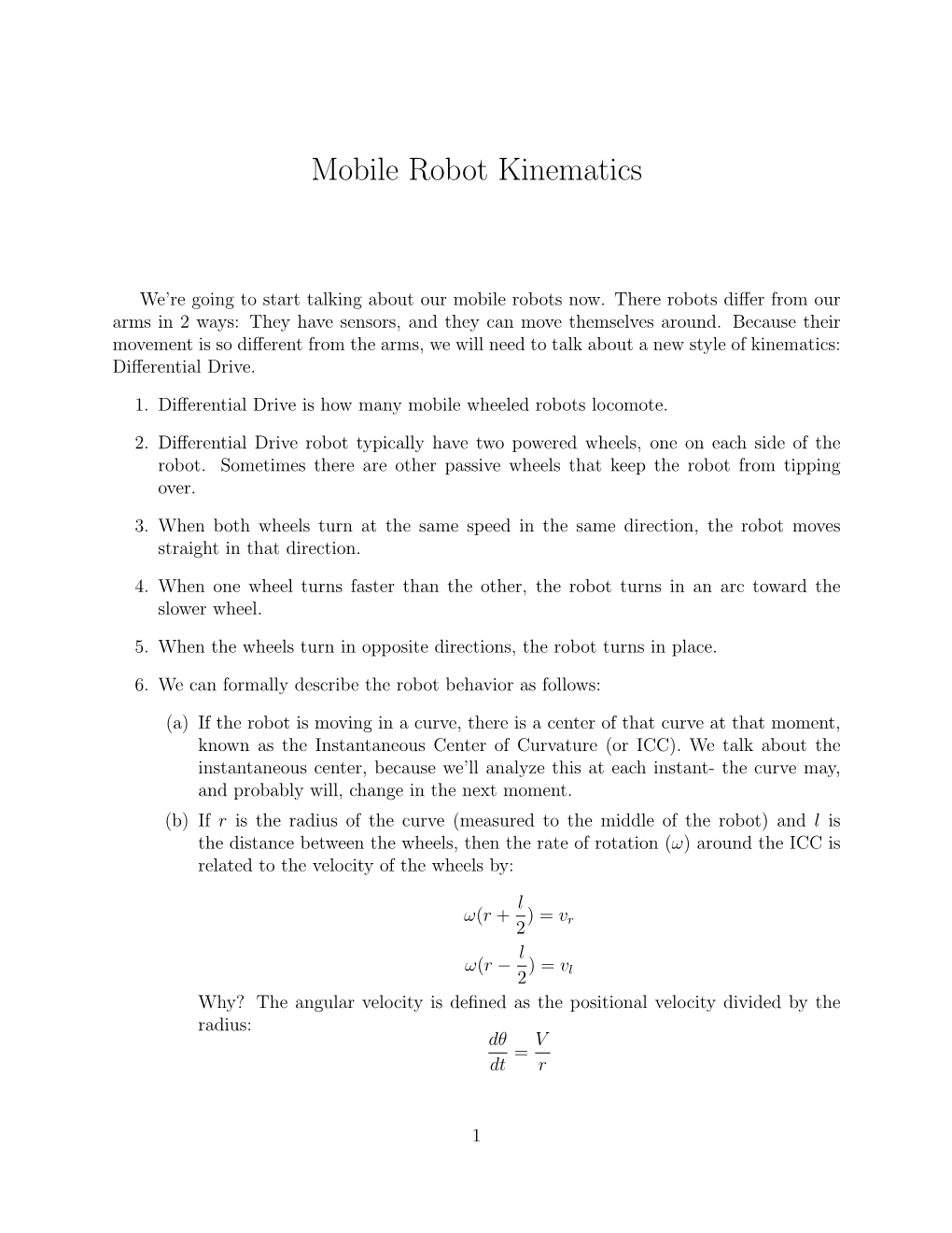 Mobile Robot Kinematics