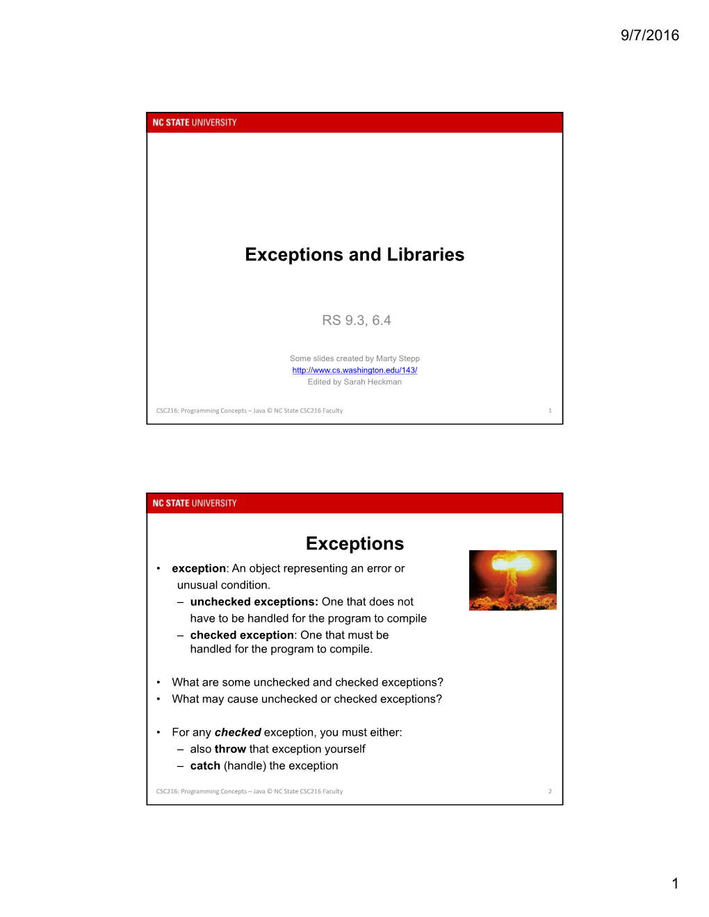 Exceptions and Libraries