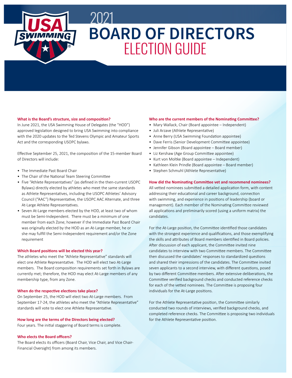 2021 Board of Directors Election Guide