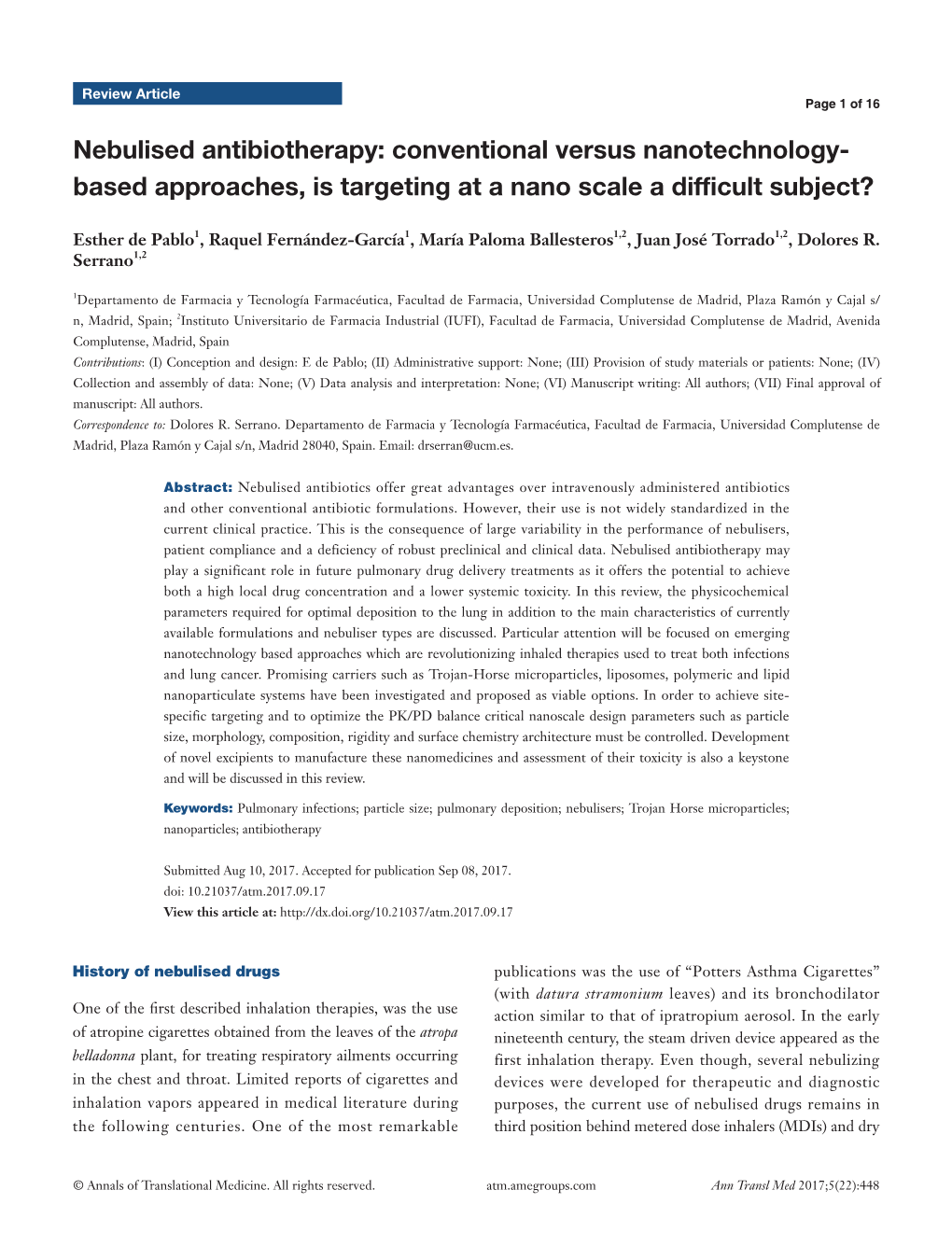 Nebulised Antibiotherapy: Conventional Versus Nanotechnology- Based Approaches, Is Targeting at a Nano Scale a Difficult Subject?