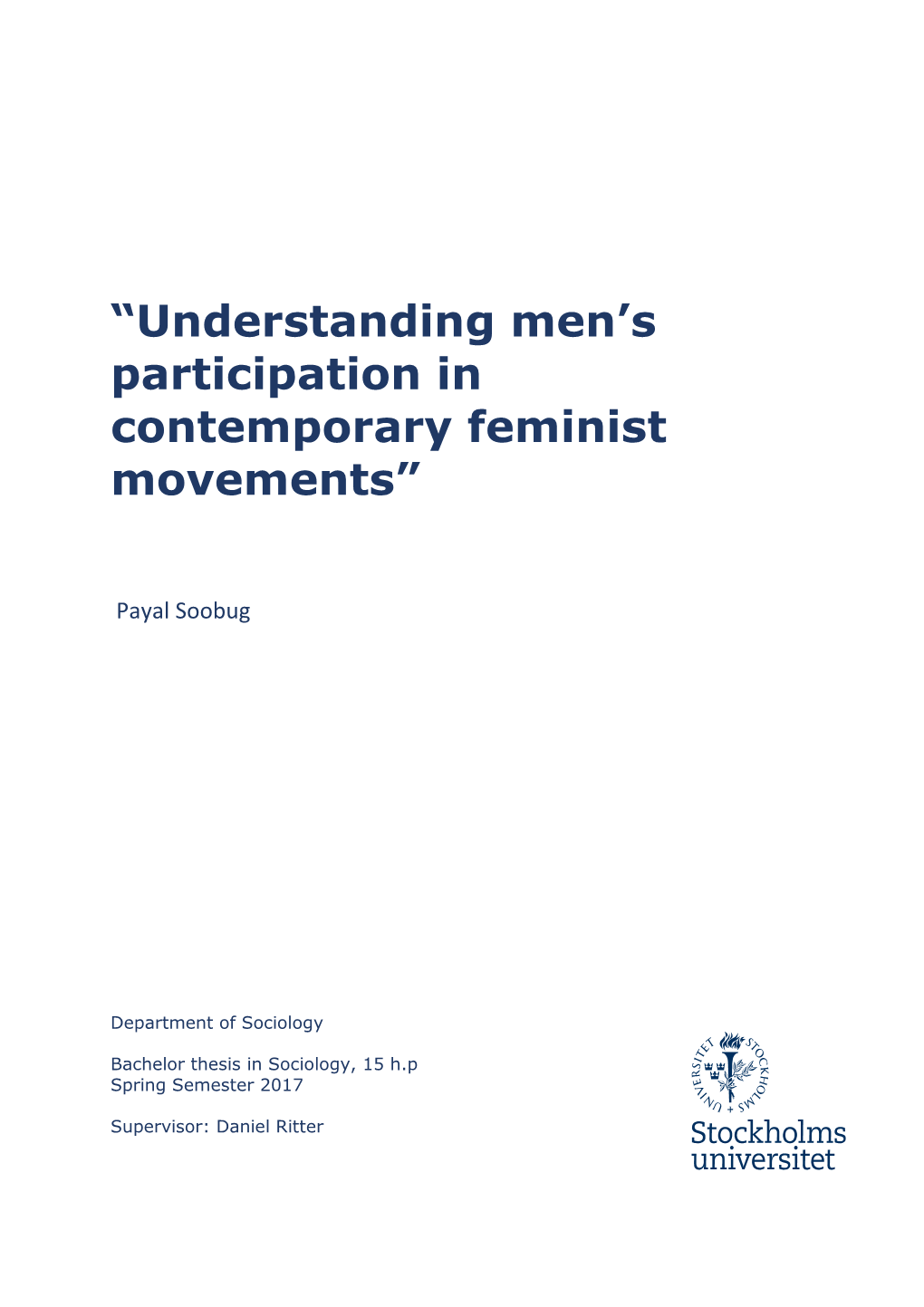 “Understanding Men's Participation in Contemporary Feminist Movements”