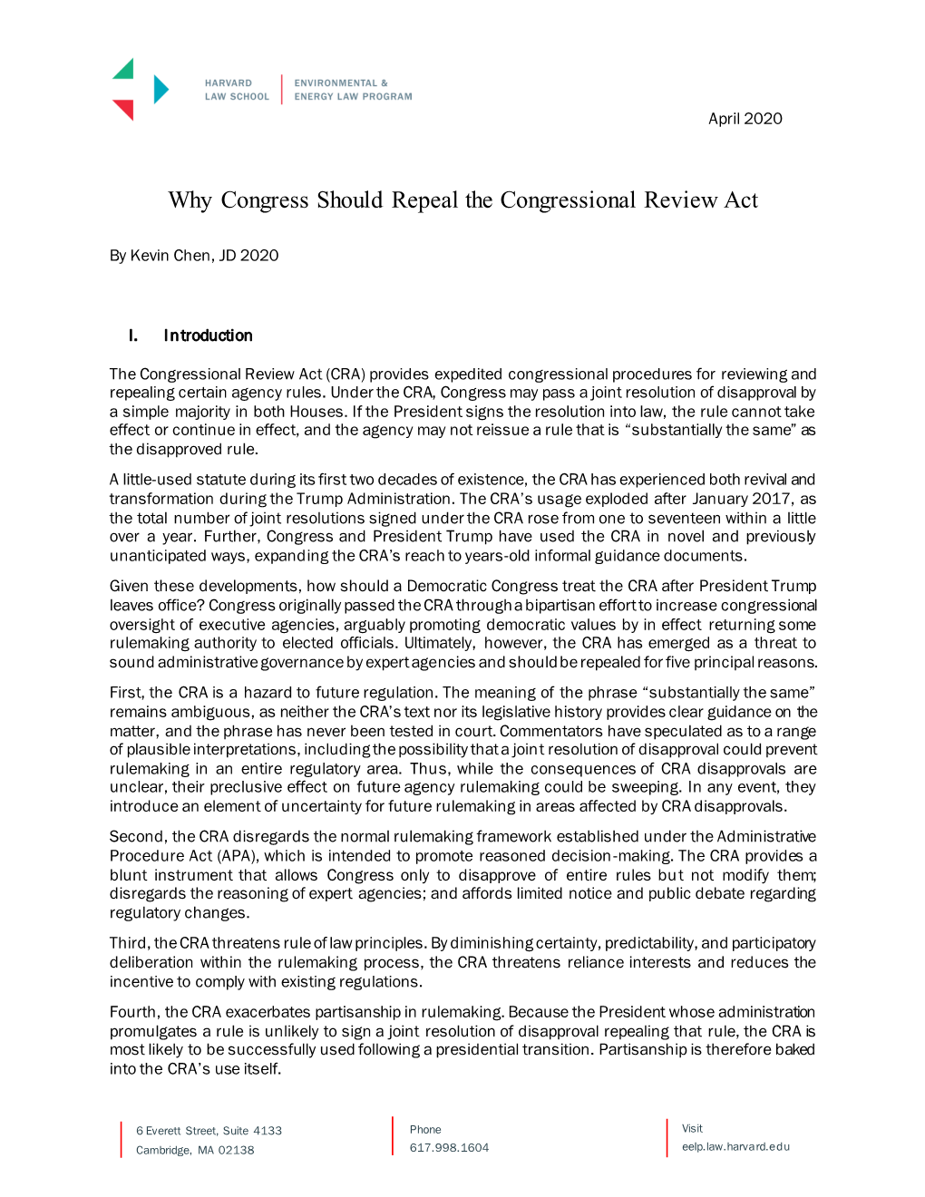 Why Congress Should Repeal the Congressional Review Act