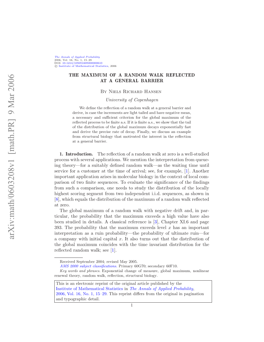 The Maximum of a Random Walk Reflected at a General Barrier