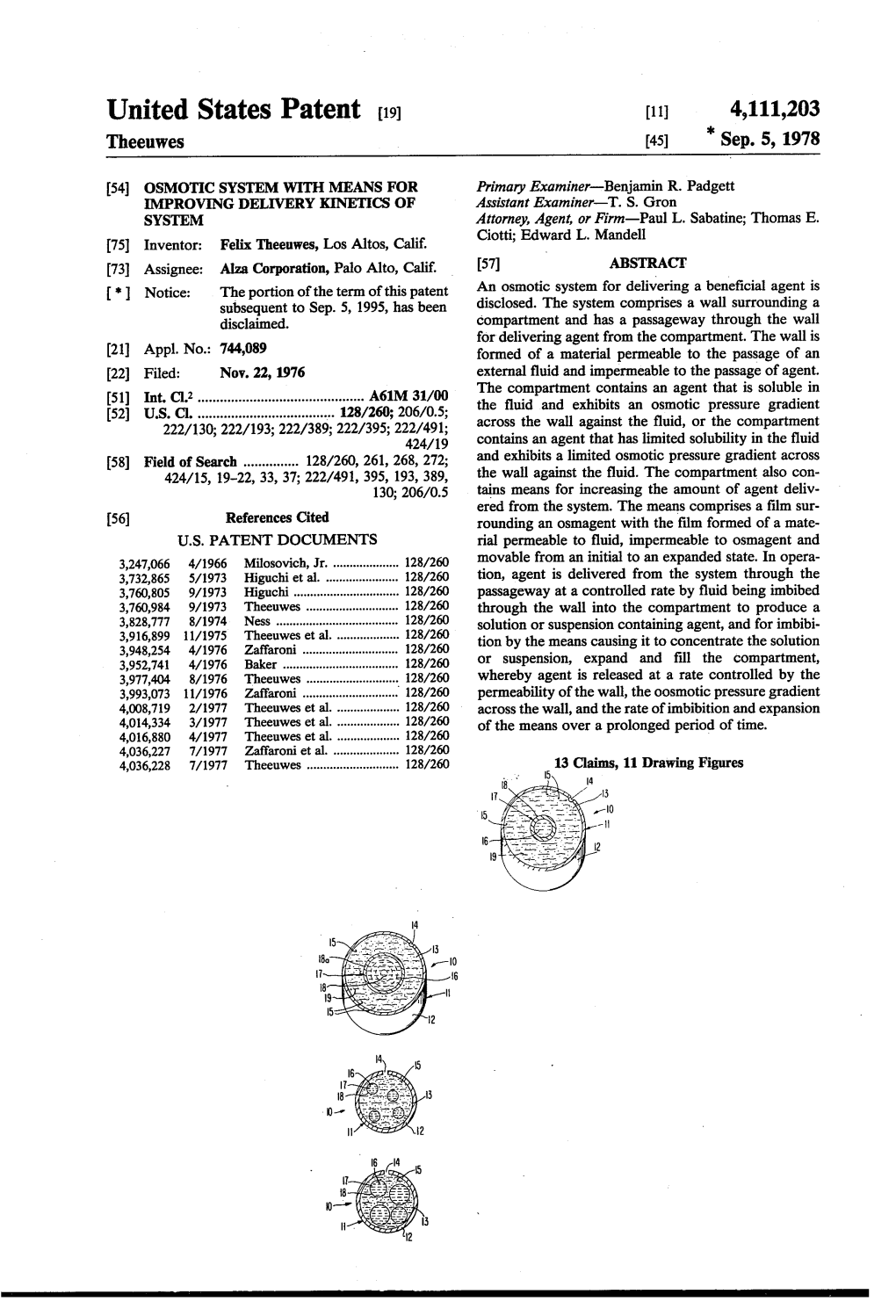 United States Patent (19) 11 4,111,203 Theeuwes (45) 