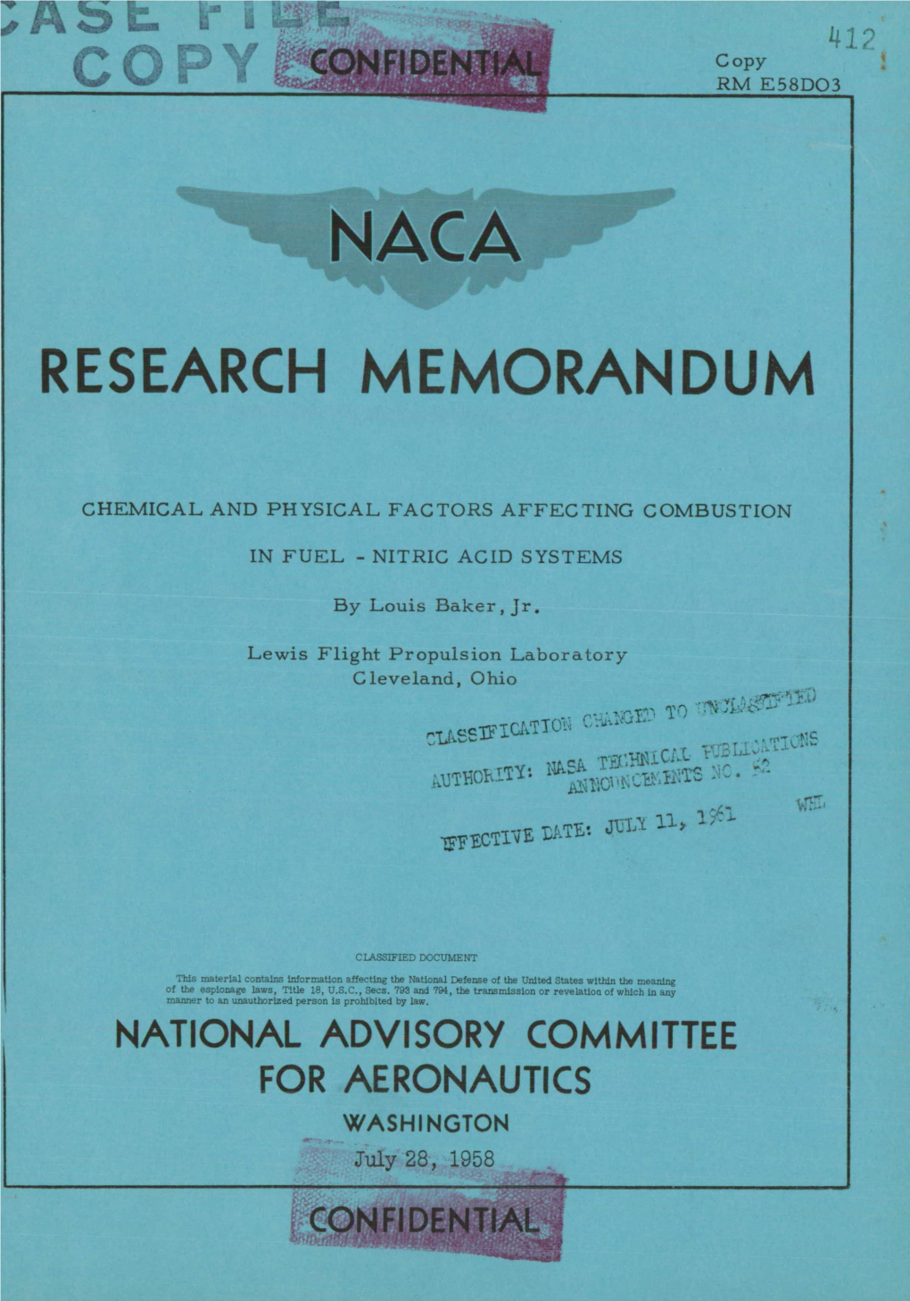 Chemical and Physical Factors Affecting Combustion in Fuel-Nitric Acid Systems