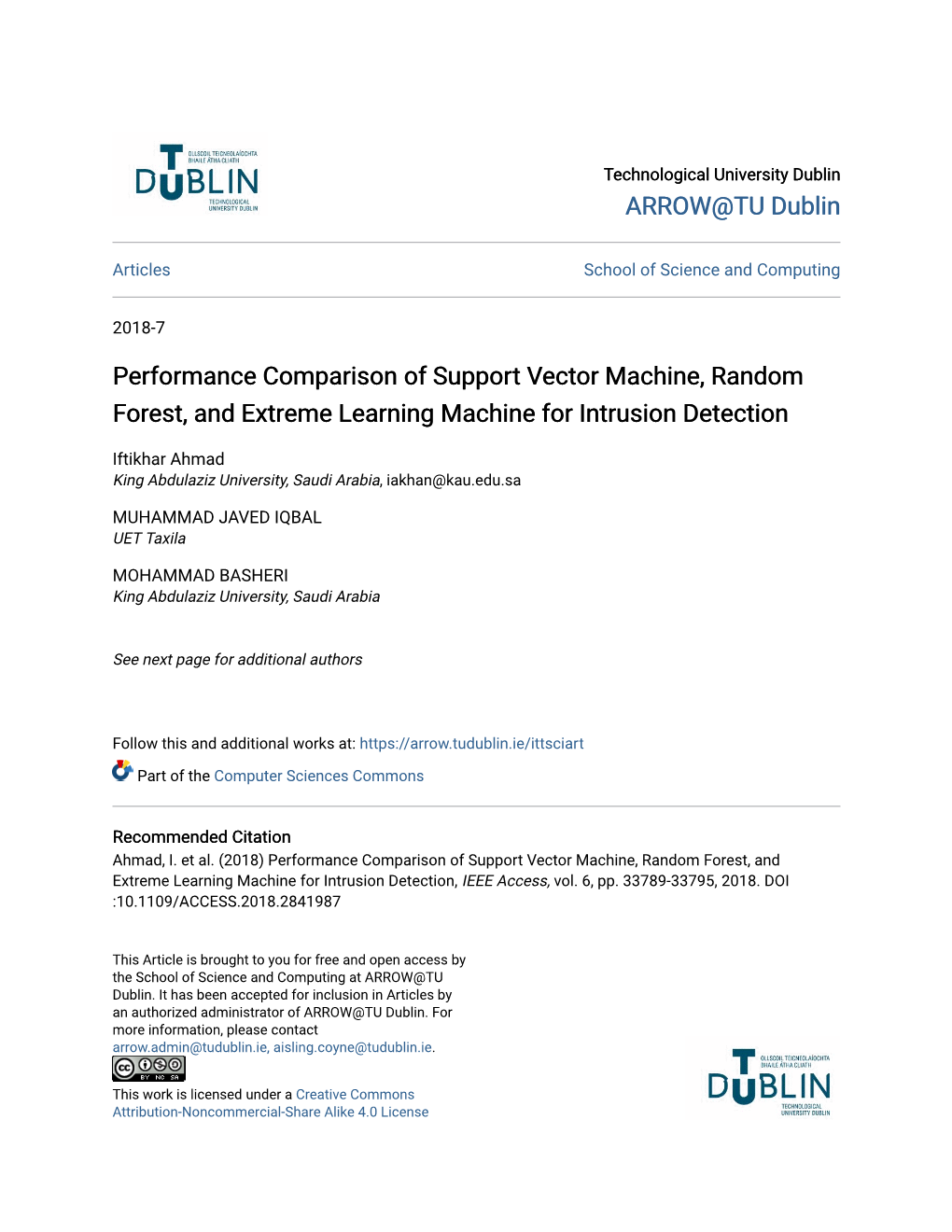 Performance Comparison of Support Vector Machine, Random Forest, and Extreme Learning Machine for Intrusion Detection