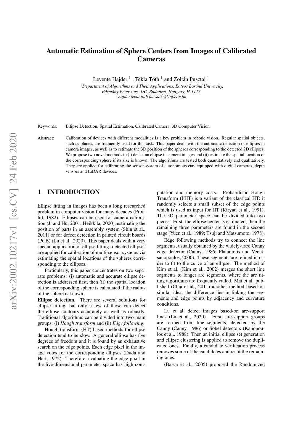 Automatic Estimation of Sphere Centers from Images of Calibrated Cameras