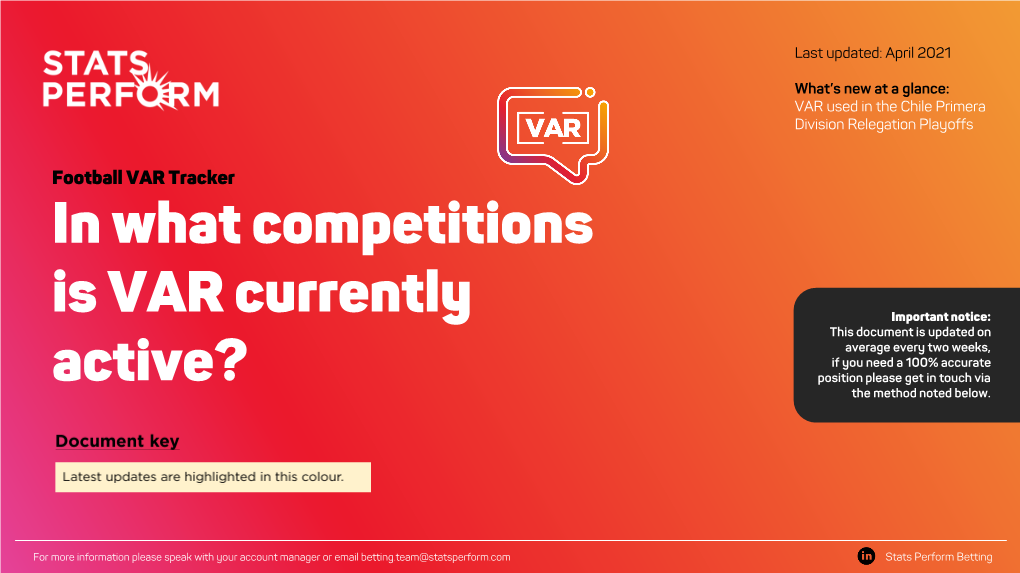 In What Competitions Is VAR Currently Active?