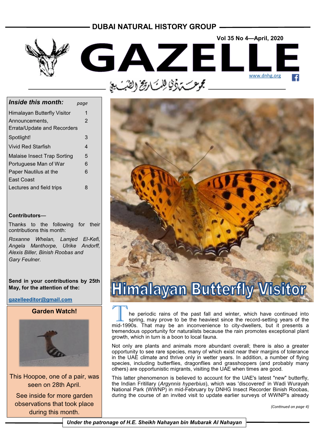 DUBAI NATURAL HISTORY GROUP Vol 35 No 4—April, 2020