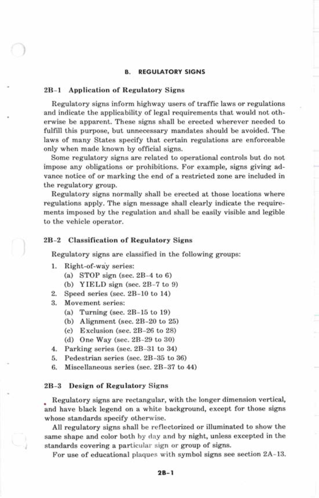 2B-1 Application of Regulatory Signs Regulatory